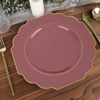 Convenient and Cost-Effective Baroque Dinner Plates in Cinnamon Rose