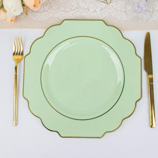 Elevate Your Table Setting with Sage Green Baroque Dinner Plates