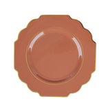 10 Pack 11inch Terracotta (Rust) Heavy Duty Disposable Baroque Dinner Plates#whtbkgd