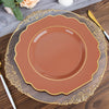10 Pack | 11inch Terracotta Heavy Duty Disposable Baroque Dinner Plates with Gold Rim