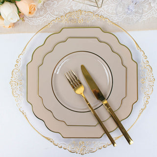 Taupe Heavy Duty Disposable Baroque Dinner Plates: The Perfect Combination of Style and Durability