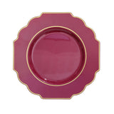 8inch Heavy Duty Baroque Salad Plates with Gold Rim, Hard Plastic Dessert Appetizer Plates#whtbkgd
