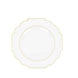 8inch Clear Hard Plastic Dessert Appetizer Plates, Baroque Heavy Duty Salad Plates Gold Rim
