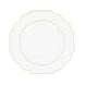 8inch Clear Hard Plastic Dessert Appetizer Plates, Baroque Heavy Duty Salad Plates Gold Rim#whtbkgd