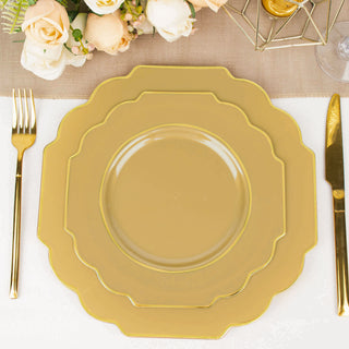 Elevate Your Event with Stunning Gold Heavy Duty Disposable Baroque Salad Plates
