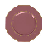 Rose Heavy Duty Baroque Salad Plates with Gold Rim, Hard Plastic Dessert Appetizer Plates#whtbkgd
