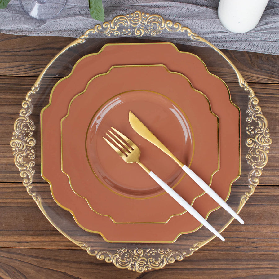 10 Pack 8inch Terracotta (Rust) Hard Plastic Dessert Appetizer Plates