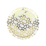 20 Pack Set | 9inch, 7inch White & Clear Geometric Gold Print Plastic Plates#whtbkgd