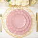 10 Pack | 11 Dusty Rose Disposable Dinner Plates With Gold Ruffled Rim, Round Plastic Party Plates
