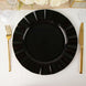 10 Pack | 11 Black Disposable Dinner Plates With Gold Ruffled Rim, Round Plastic Party Plates