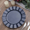 10 Pack | 11 Navy Blue Disposable Dinner Plates With Gold Ruffled Rim, Round Plastic Party Plates