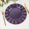 10 Pack | 11 Purple Disposable Dinner Plates With Gold Ruffled Rim, Round Plastic Party Plates
