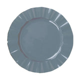 10 Pack | 11 Dusty Blue Disposable Dinner Plates With Gold Ruffled Rim,Plastic Party Plates#whtbkgd