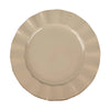 10 Pack | 11 Taupe Disposable Dinner Plates With Gold Ruffled Rim, Plastic Party Plates#whtbkgd