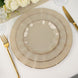 10 Pack | 11 Taupe Disposable Dinner Plates With Gold Ruffled Rim, Round Plastic Party Plates