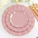 Dusty Rose Disposable Salad Plates with Gold Ruffled Rim, Disposable Appetizer Dessert Dinnerware