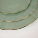 Dusty Sage Salad Plates with Gold Ruffled Rim, Disposable Appetizer Dessert Dinnerware