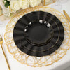 6inch Black Heavy Duty Disposable Salad Plates with Gold Ruffled Rim, Disposable Dessert Dinnerware