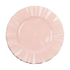 9inch Blush / Rose Gold Disposable Dinner Plates with Gold Ruffled Rim, Plastic Dinnerware#whtbkgd