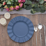 10 Pack | 9inch Ocean Blue Heavy Duty Disposable Dinner Plates with Gold Rim, Plastic Dinnerware