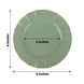 9inch Dusty Sage Heavy Duty Disposable Dinner Plates with Gold Ruffled Rim, Hard Plastic Dinnerware