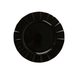 9inch Black Heavy Duty Disposable Dinner Plates with Gold Ruffled Rim, Plastic Dinnerware