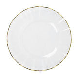 10 Pack | 9inch Clear Heavy Duty Disposable Dinner Plates with Gold Ruffled Rim Dinnerware#whtbkgd