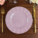 Lavender Lilac Heavy Duty Disposable Dinner Plates with Gold Ruffled Rim, Hard Plastic Dinnerware