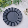 9inch Navy Blue Heavy Duty Disposable Dinner Plates with Gold Ruffled Rim, Hard Plastic Dinnerware