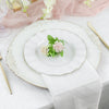 9inch White Heavy Duty Disposable Dinner Plates with Gold Ruffled Rim, Hard Plastic Dinnerware