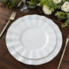 9inch White Heavy Duty Disposable Dinner Plates with Gold Ruffled Rim, Hard Plastic Dinnerware
