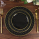 10inch Black / Gold 3D Disposable Dinner Plates With Dotted Rim Design, Round Plastic Party Plates