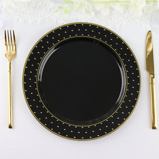 Elegant Black and Gold Disposable Dinner Plates