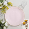 10 Pack | 10inch Glossy Blush Rose Gold Round Disposable Dinner Plates With Gold Rim