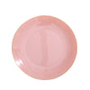 10 Pack | 10inch Glossy Dusty Rose Round Disposable Dinner Plates With Gold Rim#whtbkgd