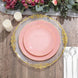 10 Pack | 10inch Glossy Dusty Rose Round Disposable Dinner Plates With Gold Rim