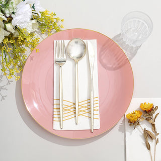 Durable and Stylish Glossy Dusty Rose Disposable Dinner Plates