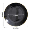 10 Pack | 10inch Glossy Black Round Disposable Dinner Plates With Gold Rim