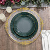 10 Pack | 10inch Glossy Hunter Emerald Green Round Disposable Dinner Plates With Gold Rim
