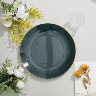 Add Elegance to Your Table with Glossy Hunter Emerald Green Disposable Dinner Plates