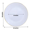 10 Pack | 10inch Glossy White Round Disposable Dinner Plates With Gold Rim