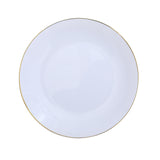 10 Pack | 10inch Glossy White Round Disposable Dinner Plates With Gold Rim#whtbkgd