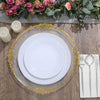10 Pack | 10inch Glossy White Round Disposable Dinner Plates With Gold Rim