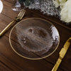 10 Pack | Clear Hammered 7inch Round Plastic Dessert Appetizer Plates With Gold Rim
