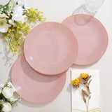 10 Pack | 8inch Glossy Dusty Rose Round Plastic Salad Plates With Gold Rim