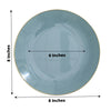 10 Pack | 8inch Glossy Dusty Blue Round Plastic Salad Plates With Gold Rim