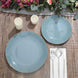10 Pack | 8inch Glossy Dusty Blue Round Plastic Salad Plates With Gold Rim