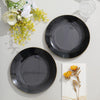 10 Pack | 8inch Glossy Black Round Plastic Salad Plates With Gold Rim
