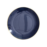 10 Pack | 8inch Glossy Navy Blue Round Plastic Salad Plates With Gold Rim#whtbkgd