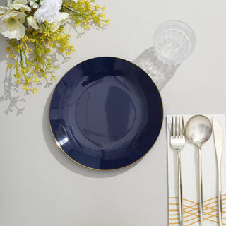 Elegant Navy Blue Salad Plates with Gold Rim